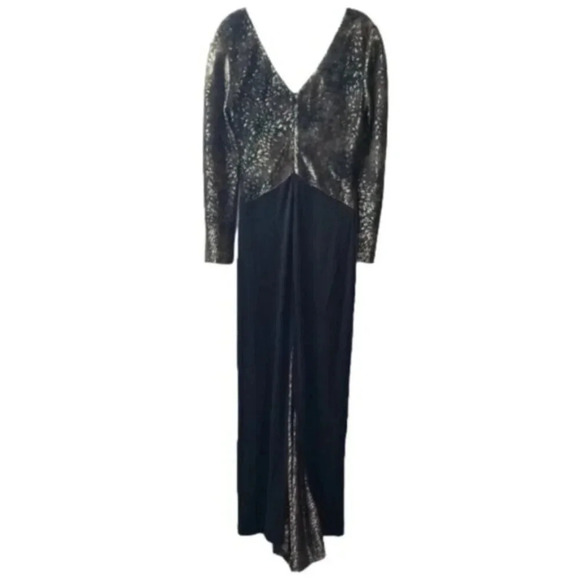 Joseph Ribkoff Couture Metallic Shimmer Black Evening Gown Dress 12 - Picture 3 of 16